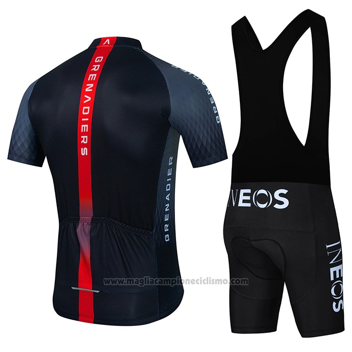 2022 Abbigliamento Ciclismo Ineos Grenadiers Grigio Nero Manica Corta e Salopette